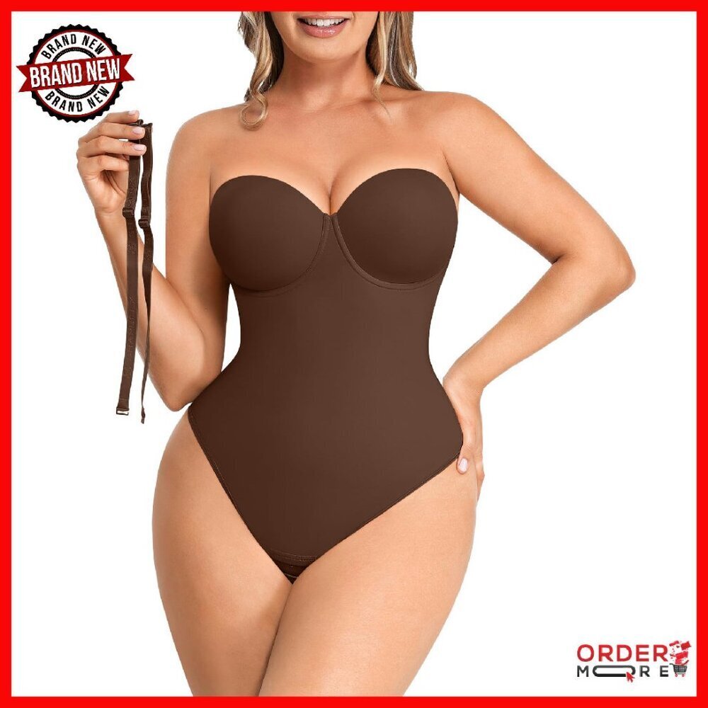 Strapless Shapewear Bodysuit Tummy Control Thong Body Shaper